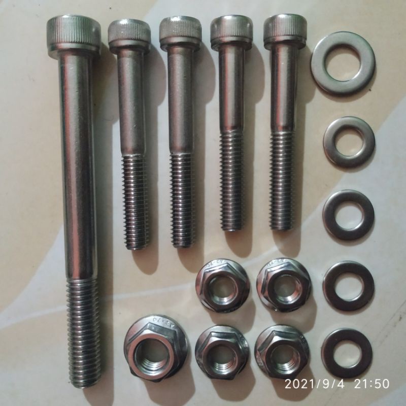 Baut Pangkon Mesin Depan Kawasaki Ninja Stainless Asli