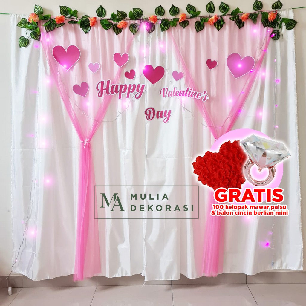 Dekorasi Backdrop Valentine Hari Kasih Sayang Februari Nyatakan Cinta Couple Paket Valentine Pink