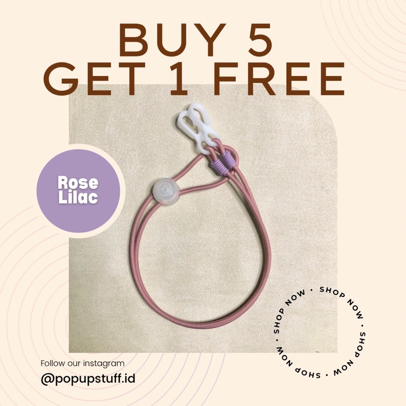 Strap Masker Unisex Rose Lilac Tali Masker Hijab Konektor Masker