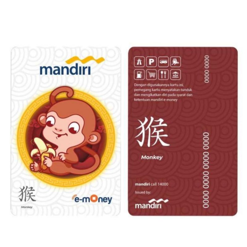 eMoney Mandiri Shio MONYET (Monkey) ORI /Like eTOLL Tapcash Flazz or Brizzi