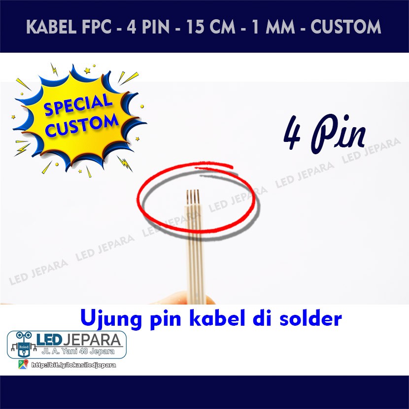 Kabel Flexible 4 Pin 15 CM Lebar 5MM Custom Solder