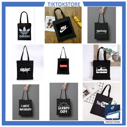 TIKTOK - TOTEBAG (PAKAI SELETING) Tote bag LOGO Tulisan murah wanita custom motif