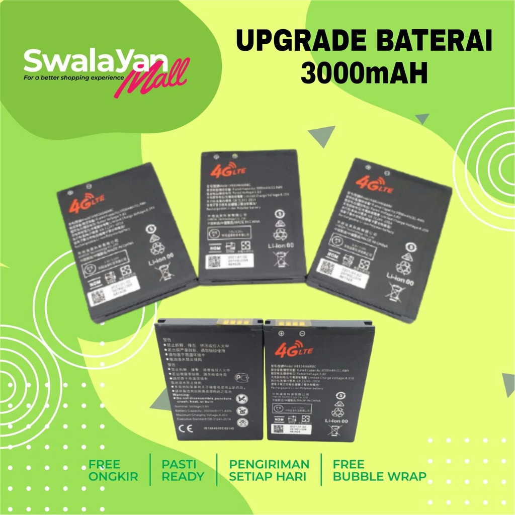 Baterai Mifi E5573 E5576 3000mAh HB824666RBC Li ion Polymer Battery Free Cover