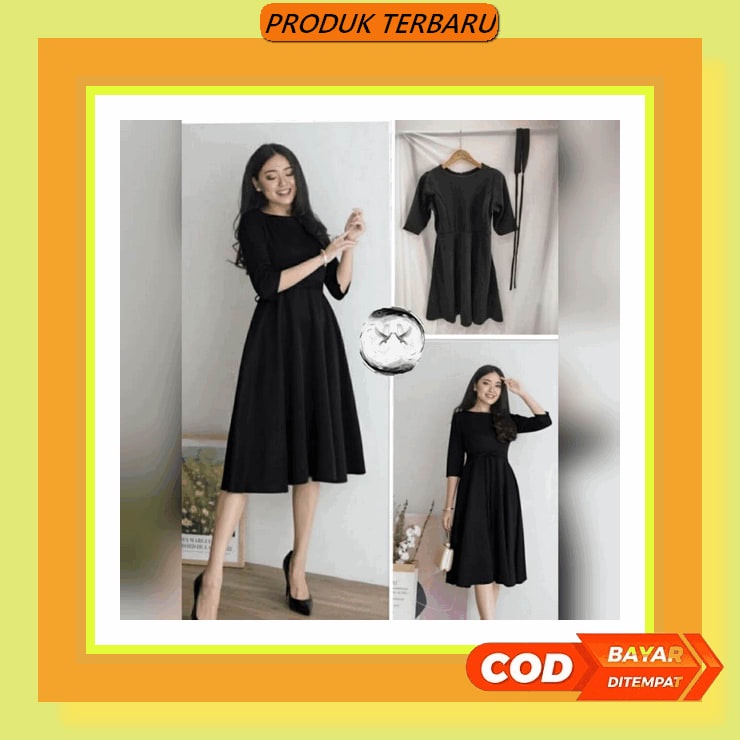 Baju Long Dress Kemeja Tunik Wanita Hitam Putih Polos Jumbo Casual Dress Wanita Trendy / Dress Wanit