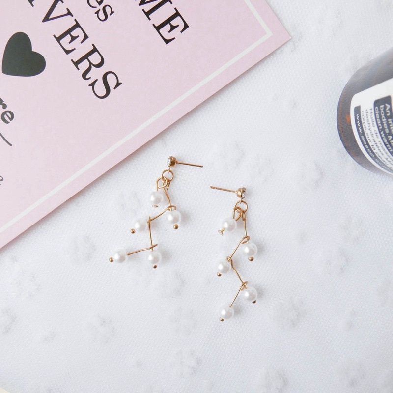 COD Anting wanita mutiara juntai elegant classy import / anting hijab wanita