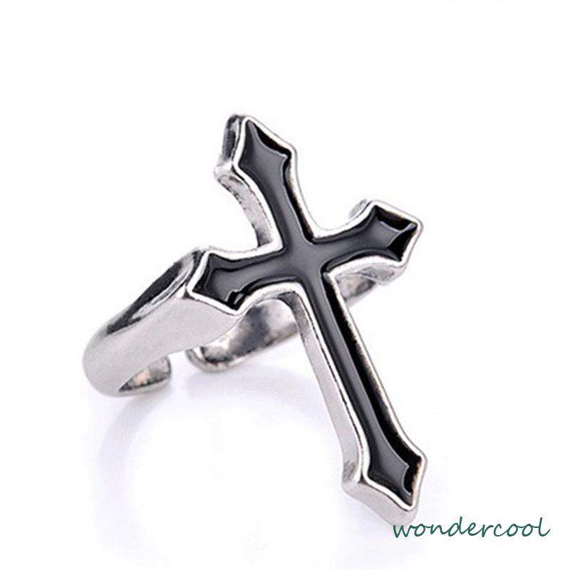 Cincin Jari Telunjuk Model Silang Gaya Retro Punk Untuk Unisex -Won