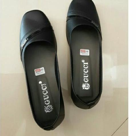 Paling Dicari.. Sepatu wanita pantofel hitam polos gucci hak 3cm // sepatu cewek pantofel hitam form