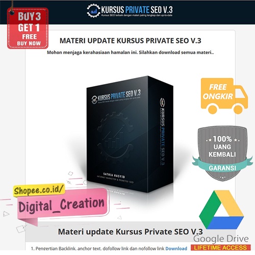 HOT Kursus Private SEO V1 V2 V3 Super Lengkap + Bonus