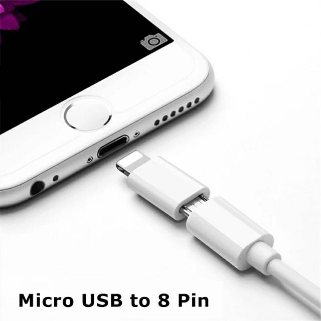 Android MICRO USB  8 Pin  Adapter to iPh0n 5 5S 5C Se 6 6S 7 8 plus X Kabel Converter