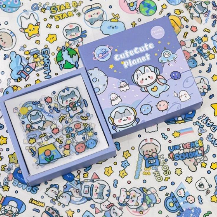 

Bagus Dipakai.. 50/100 lembar sticker dengan box Happy Day bahan PVC untuk scrapbook/Tumbler
