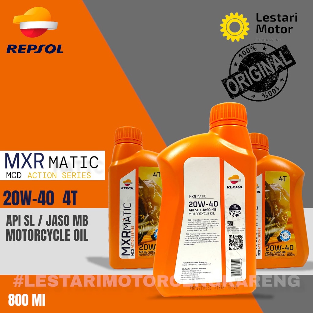 OLI REPSOL MATIC MXR 20W40 800ML MOTOR MATIK DENGAN COOLING TEKNOLOGI