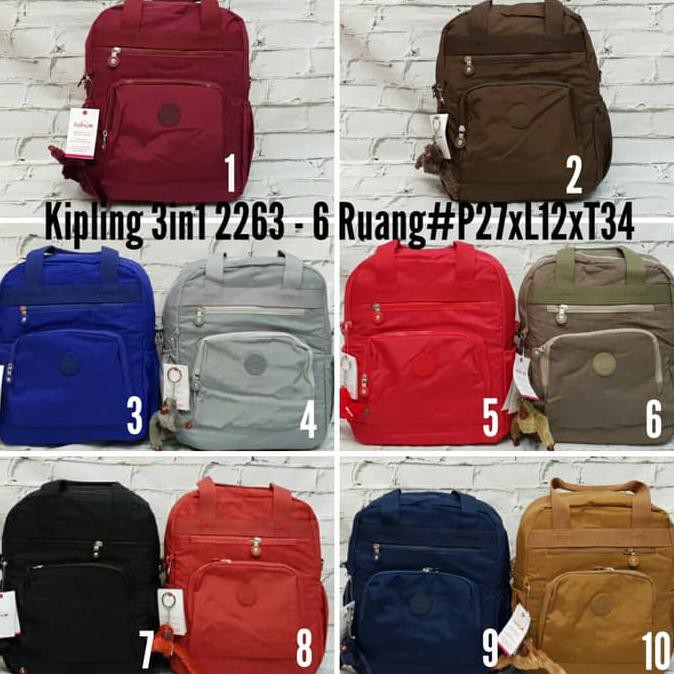 Barang Terbaru TAS KIPLING 3 IN 1 IMPORT 6 RUANG/TAS RANSEL/TAS SLEMPANG/HAND BAG STOK TERBATAS