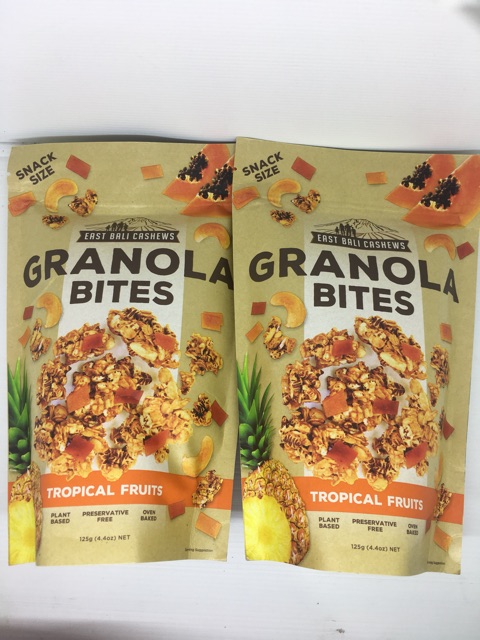 East Bali Cashew Granola Bites Tropical Fruits 125 gram