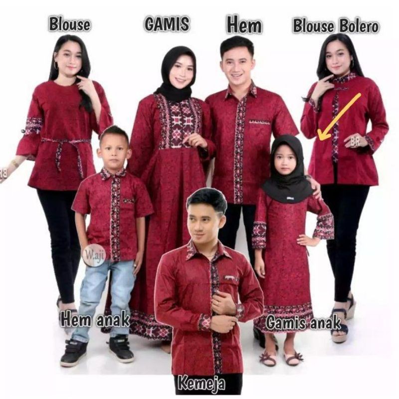 Batik Couple Keluarga Maura Couple Sania Ruffle Ori Ndoro Jowi dnt Termurah motif mega mendung merah