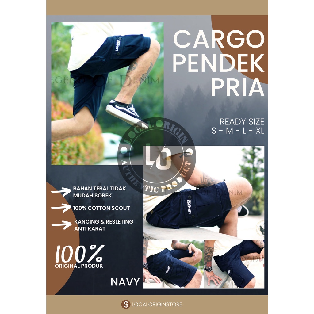 CELANA PENDEK CARGO PRIA BAHAN PREMIUM DISTRO - CELANA PDL PENDEK ATAS LUTUT - SHORT CARGO PANTS