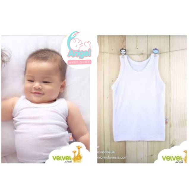 Velvet singlet putih isi 6 pcs size NB,S,M,L,2 ,3,4,5,6,7