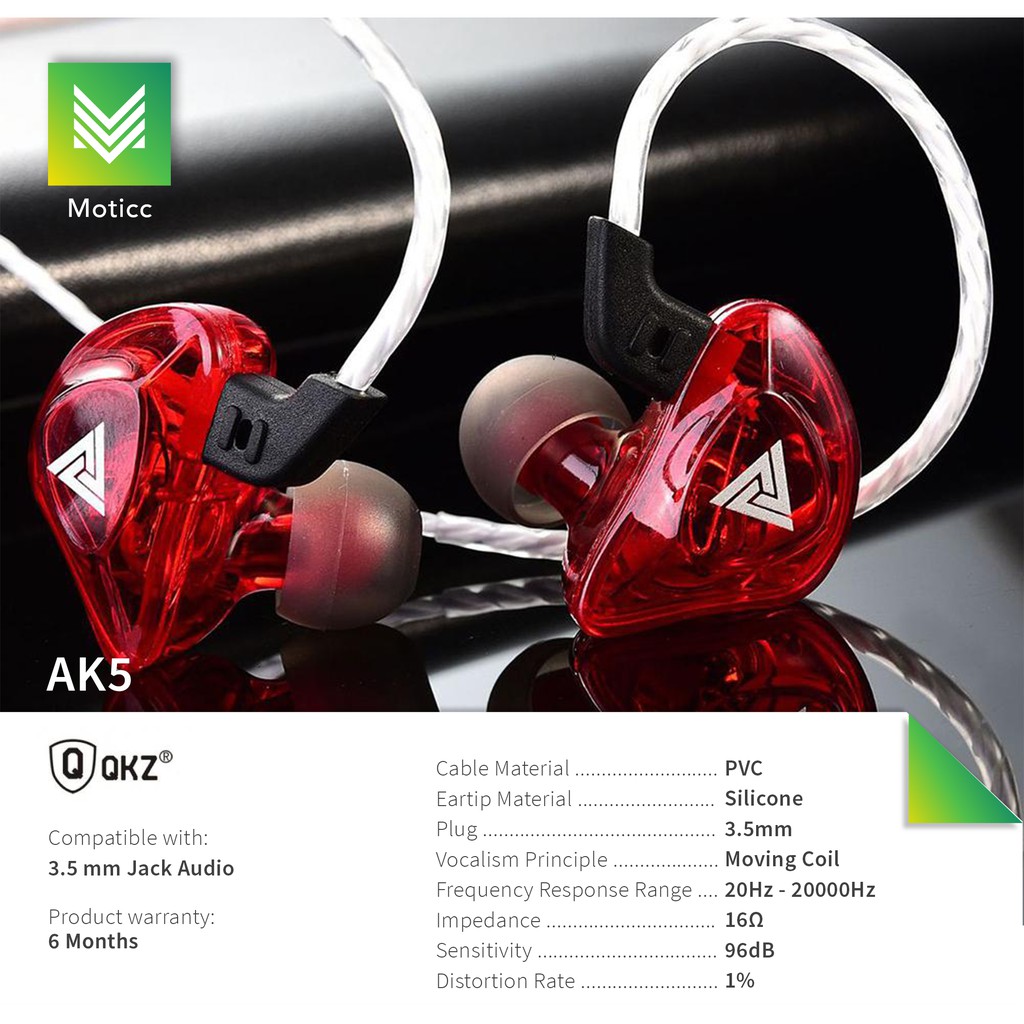 QKZ AK5 with Mic Wired Earphone Stereo Sound Headset In Ear Earphone