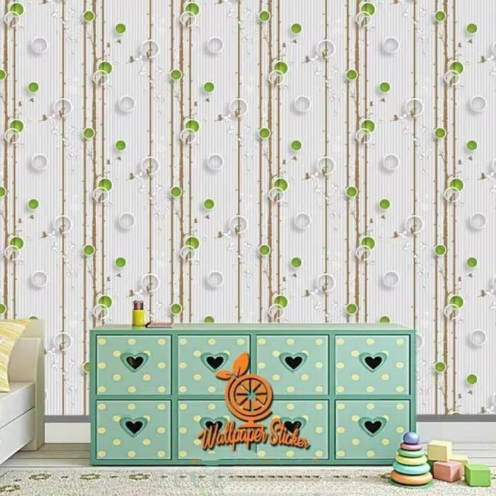 WALLPAPER DINDING MOTID BURUNG HIJAU 10 M X 45CM