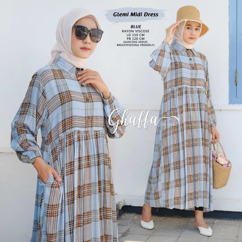 glemi midi dress bahan rayon viscose by ghaffa the label