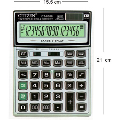 

Original Calculator CTTTZEN CT-8866 Kalkulator 16 Digit Dual power Meja Office Check & Correct