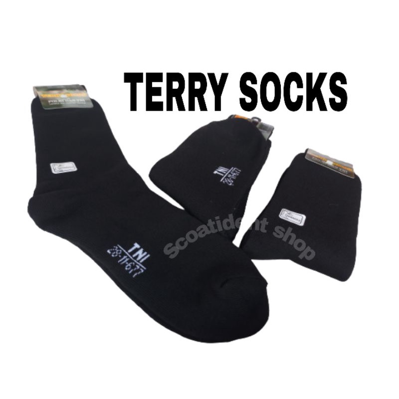 KAOS KAKI HITAM POLOS TEBAL BAHAN TERRY 12 PASANG