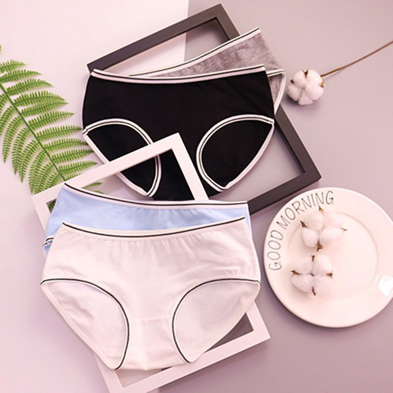  Celana  Brief Mid Waist Bahan Katun  Warna Polos Shopee  