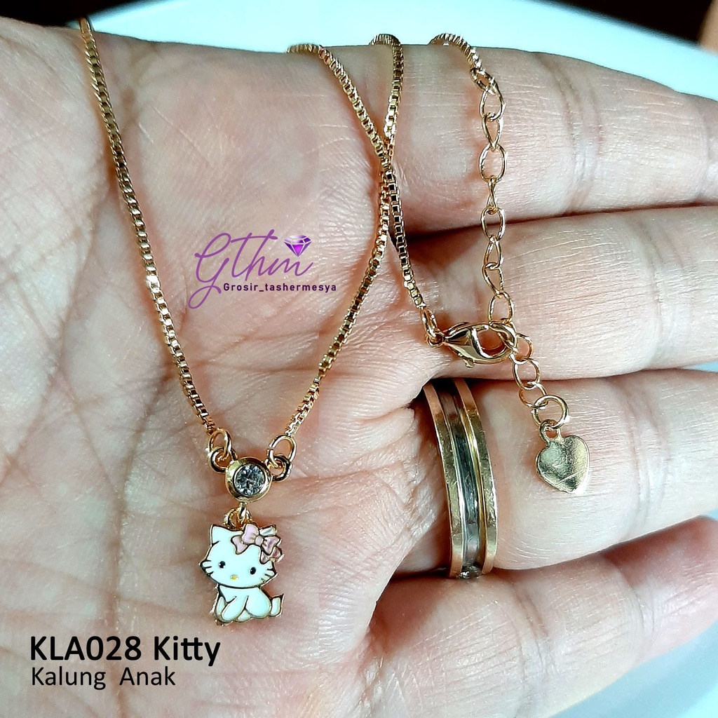 Kalung Anak Kitty Kucing Meong Anti karat Perhiasan Fashion Import Gold Plated kla028 GTHM