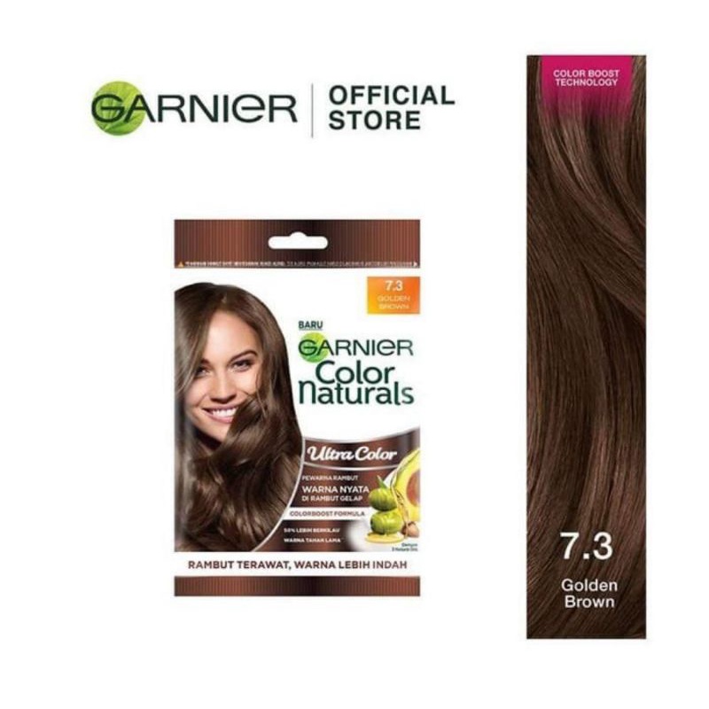 GARNIER COLOR NATURALS ULTRA COLOR CAT RAMBUT  7.3 GOLDEN BROWN SACHET