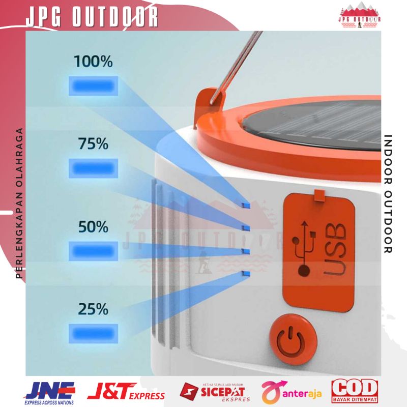 Lampu Lentera Tenda Camping LED Solar Charge Waterproof - Lampu Senter Emergency Multifungsi