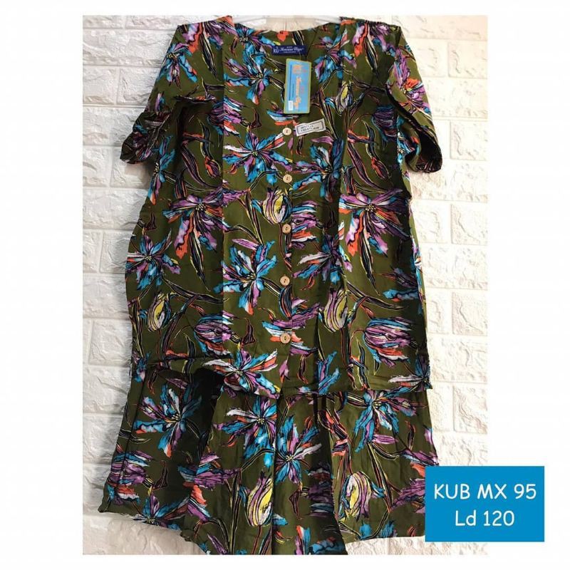 Setelan Kulot Kencana ungu Label biru Maxi 95 baju Full kancing