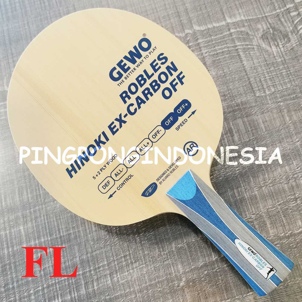 Gewo Robles Hinoki Ex-Carbon OFF - Kayu Pingpong Blade Tenis Meja Bet Bat Offensive