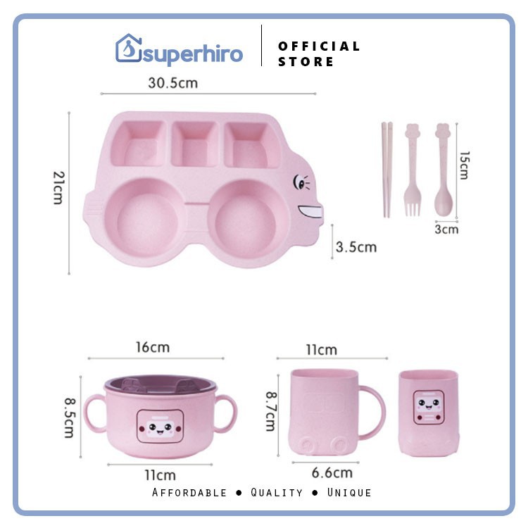 BPA Free Set 6 in 1 Piring Makan Komplit Anak Baby Mobil Hadiah Kado