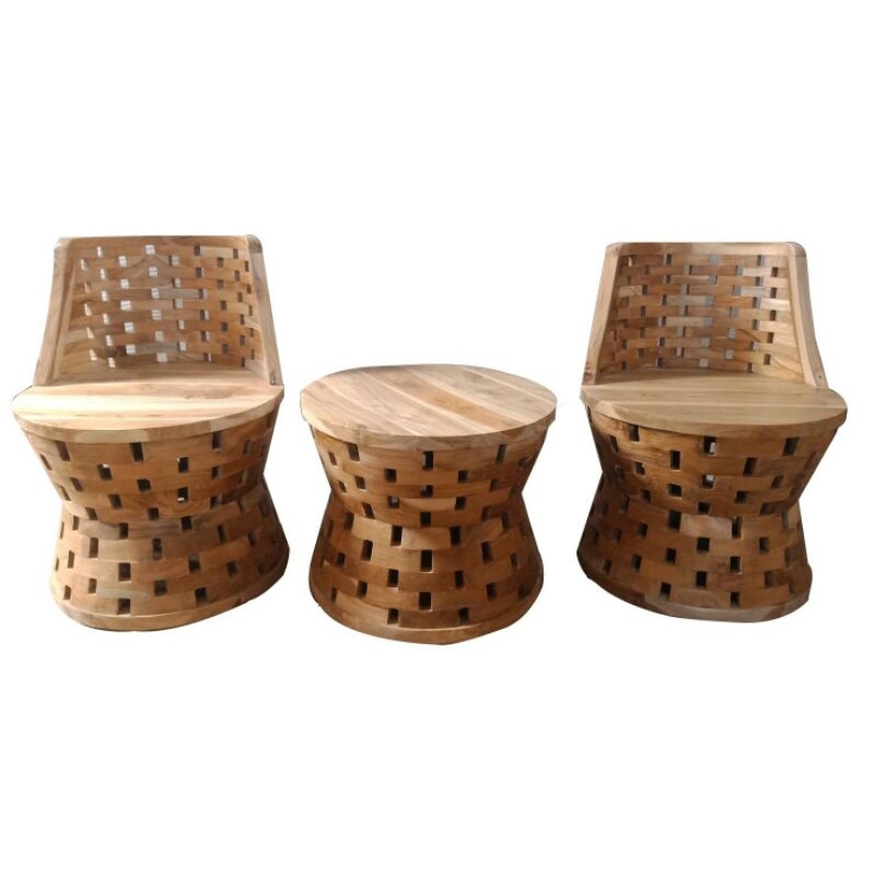 SET BANGKU MEJA TERAS BATA KAYU JATI