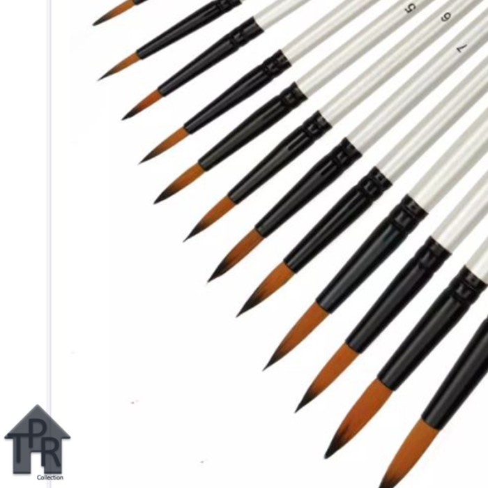 Set kuas lukis lancip / artist paint brush round tips - 12pcs.