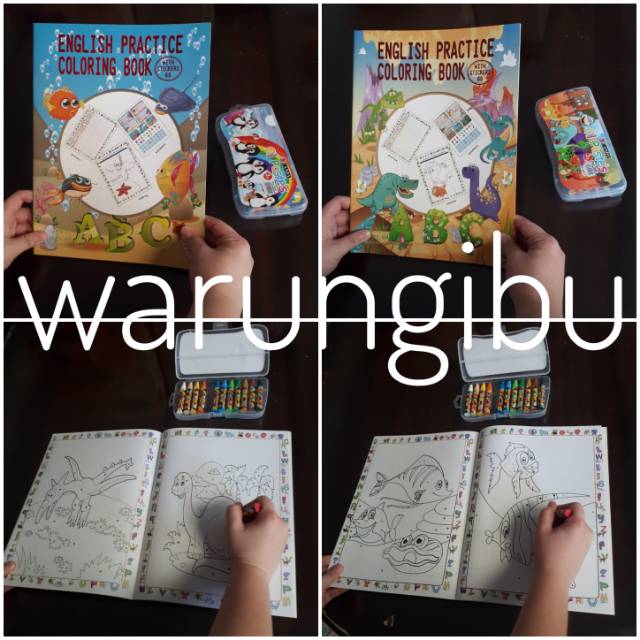 Paket Buku Anak Mewarnai Dan Menulis Set Crayon Motif