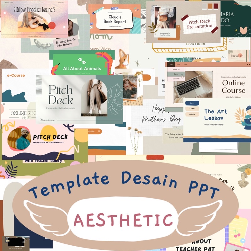 

Template Powerpoint PPT Aesthetic 40 in 1