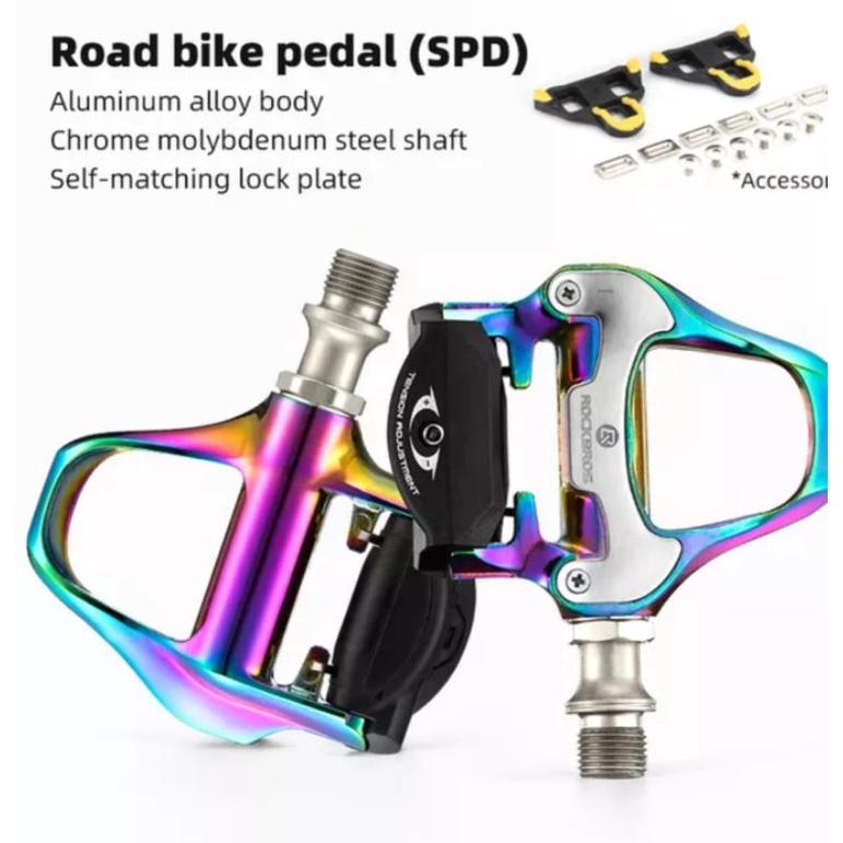 Rockbros Pedal Cleat SPD- SL Roadbike Pedal Sepeda Road Bike Colorful