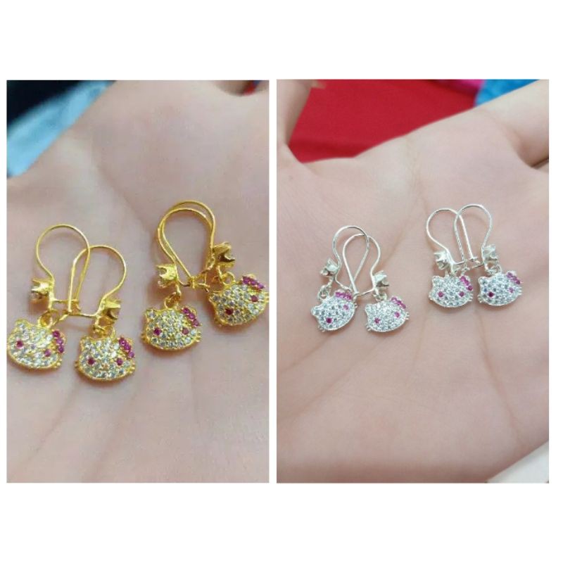 ANTING HELLOKITY MATA ( PERAK 925 ) LAPIS EMAS 24K
