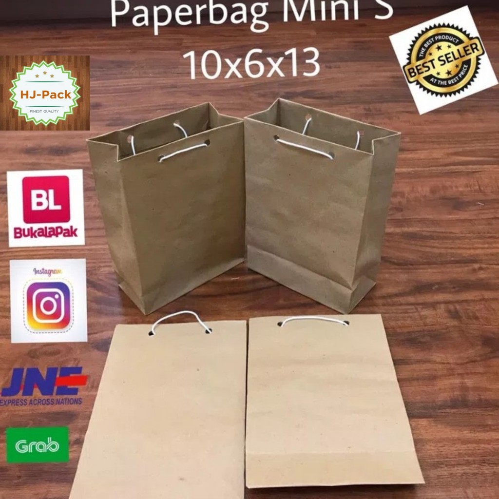 

PAPERBAG MINI COKLAT POLOS UKURAN 10X6X13 / MIN ORDER 12PCS KELIPATAN ORDER 12