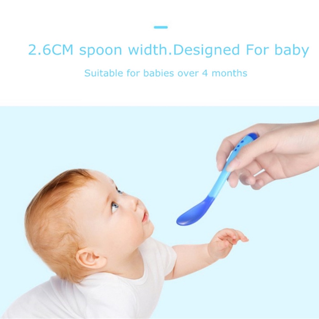 Sendok Garpu Makan Bayi Silikon Dot / Spoon Fork Lentur Baby Kids Silicone MPASI Anak Sensor Warna Kuning Biru Orange