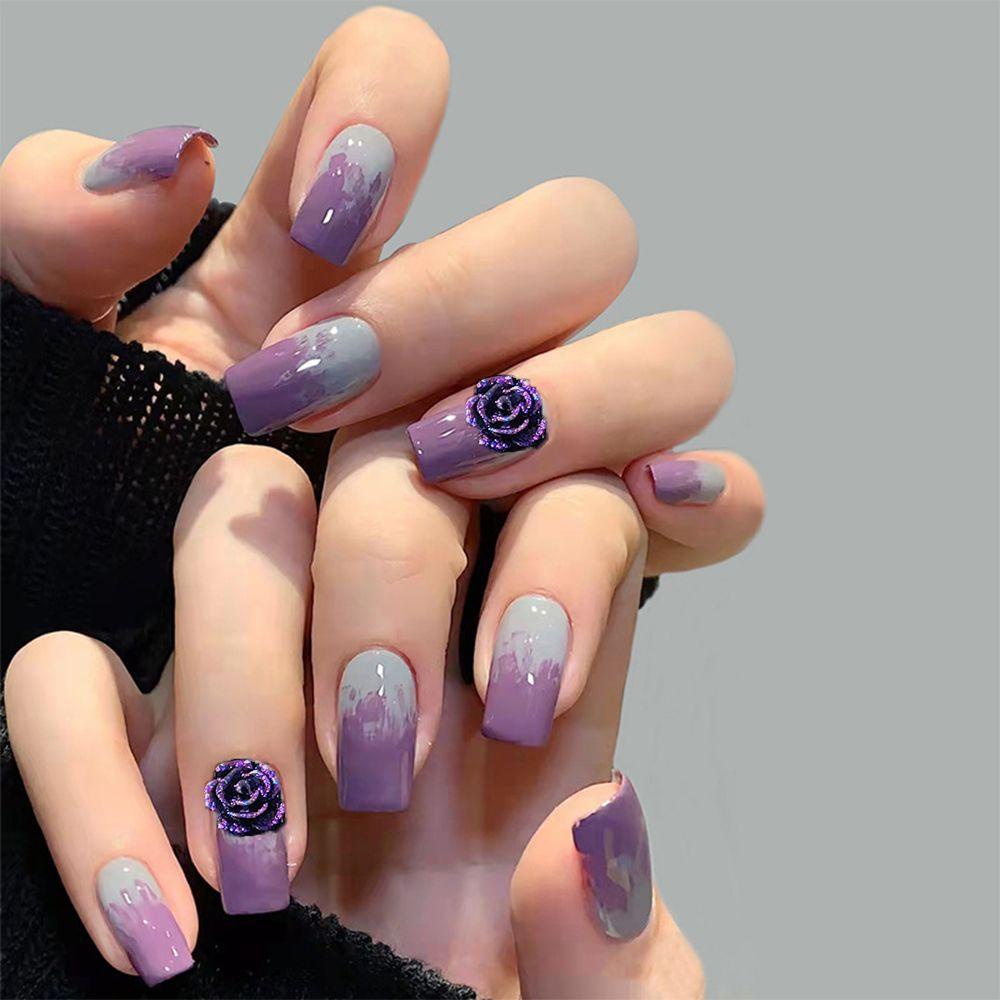 AUGUSTINA Agustin 3D Pesona Kuku Resin Bertekstur Bunga Mawar Salon Kuku Berkilau Manicure Aksesoris