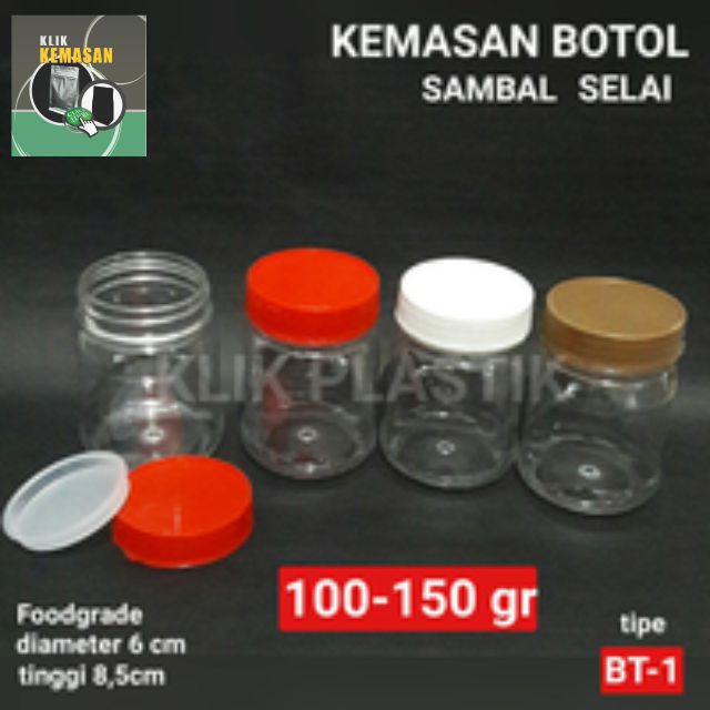 BOTOL SAMBAL 100-150GRAM /JAR/BOTOL PLASTIK/BOTOL SELAI/TEMPAT BUMBU