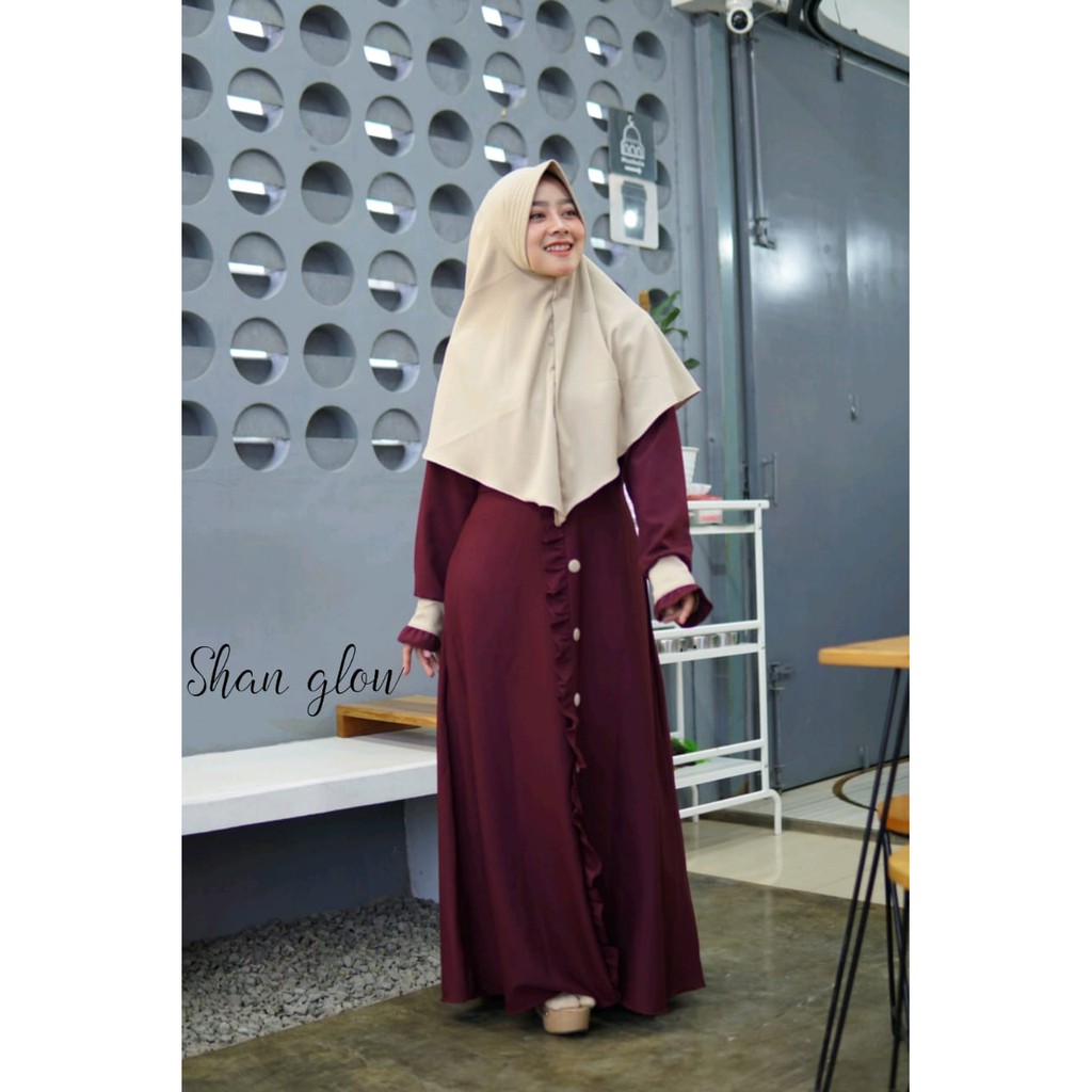 Gamis zahira shan glow one set khimar terbaru remaja wanita muslimah style terkini