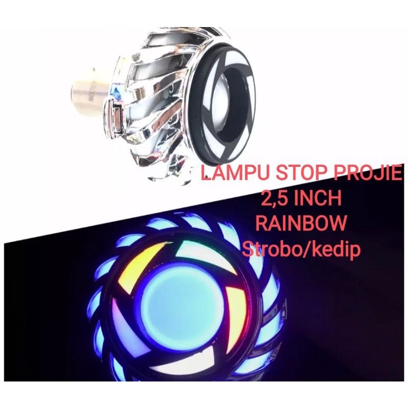 LAMPU STOP BELAKANG NYALA WARNA WARNI MODEL PROJIE STOPLAMP PROJIE AC DC UNIVERSAL