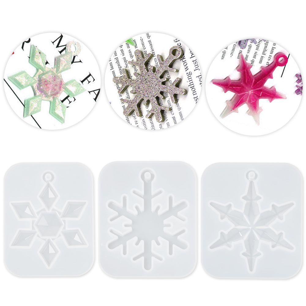 Solighter Cetakan Pengecoran Resin 3D Dropping Glue Snowflake Keychain Mold
