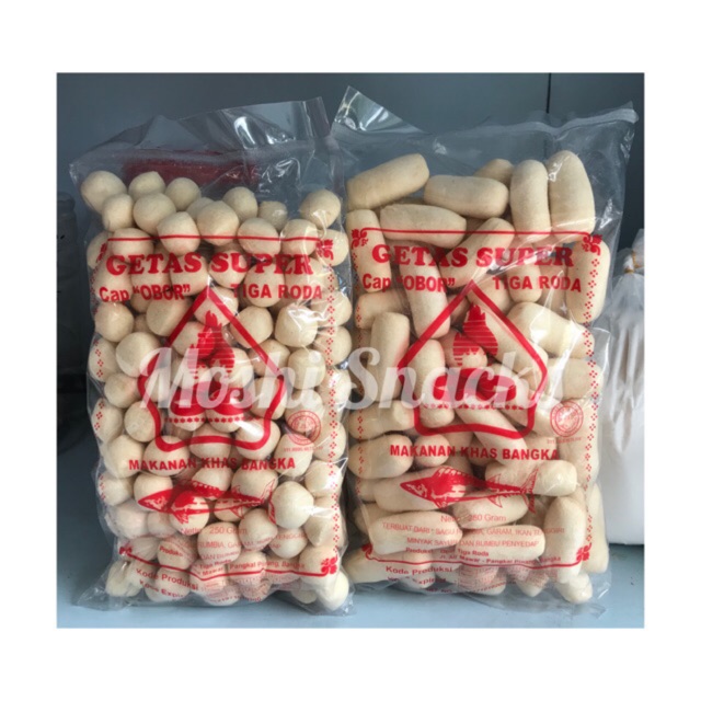 

Getas Bangka Super Cap Tiga Roda Merah / Getes Ikan Tenggiri Kerupuk Asli Bangka 250gr / Moshi Snacks