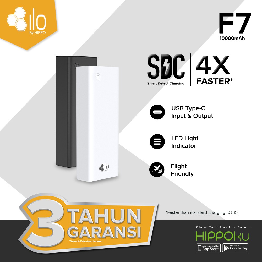 Power Bank Ilo F7 10000 mAh 37 WH SDC Garansi 12 Bulan