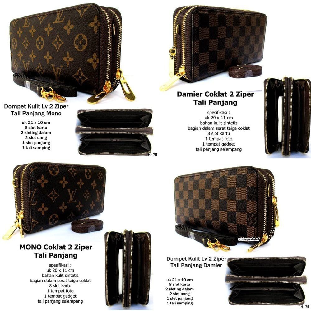 Dompet wanita panjang LV TORETO ( ASLI IMPORT ) 1 Rest Zipper serbaguna ada tempat kartu