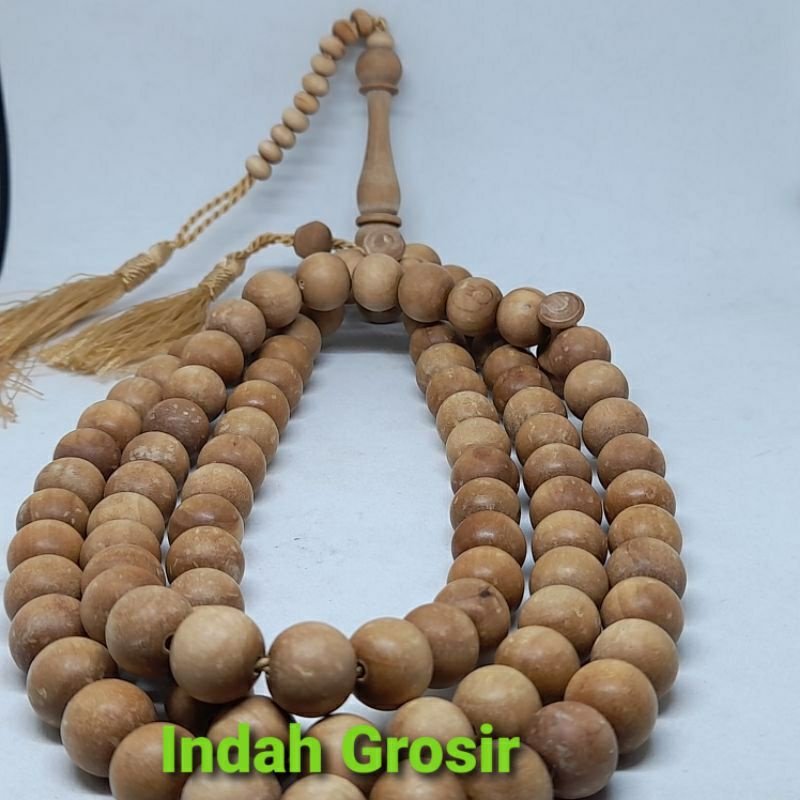 TASBIH KAYU CENDANA WANGI 12MM 99BUTIR DI JAMIN 100%  ASLI NATURAL