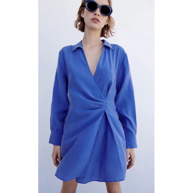 Dress casual import Blue Curve korea style biru